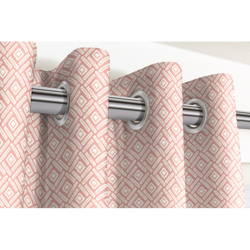 Honig Outdoor Cotton Blackout Curtain Pair, Pink/Grey, 167 W x 182 D cm