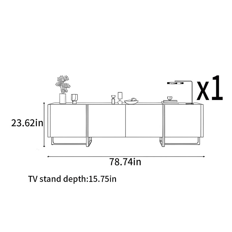 Meuble télé de style moderne et minimaliste, 78.74"