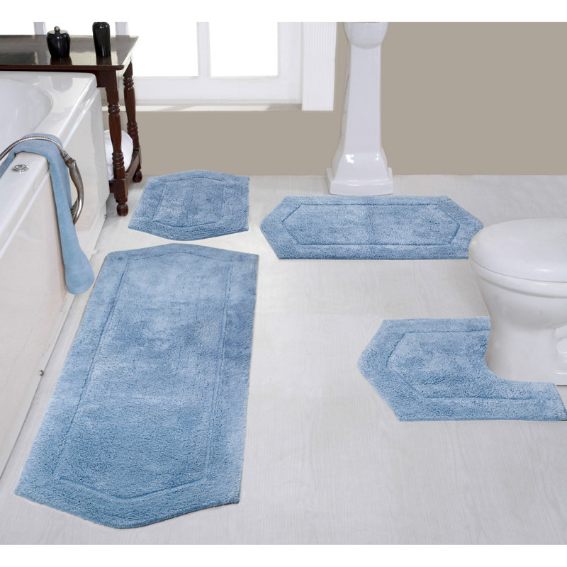 Ensemble de tapis pour salle de bain 4 pièces Morissette, Bleu