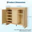 Armoire de rangement pour chaussures en rotin avec 3 portes, organisateur de hall d'entrée en bois avec tablettes réglables-1155285761