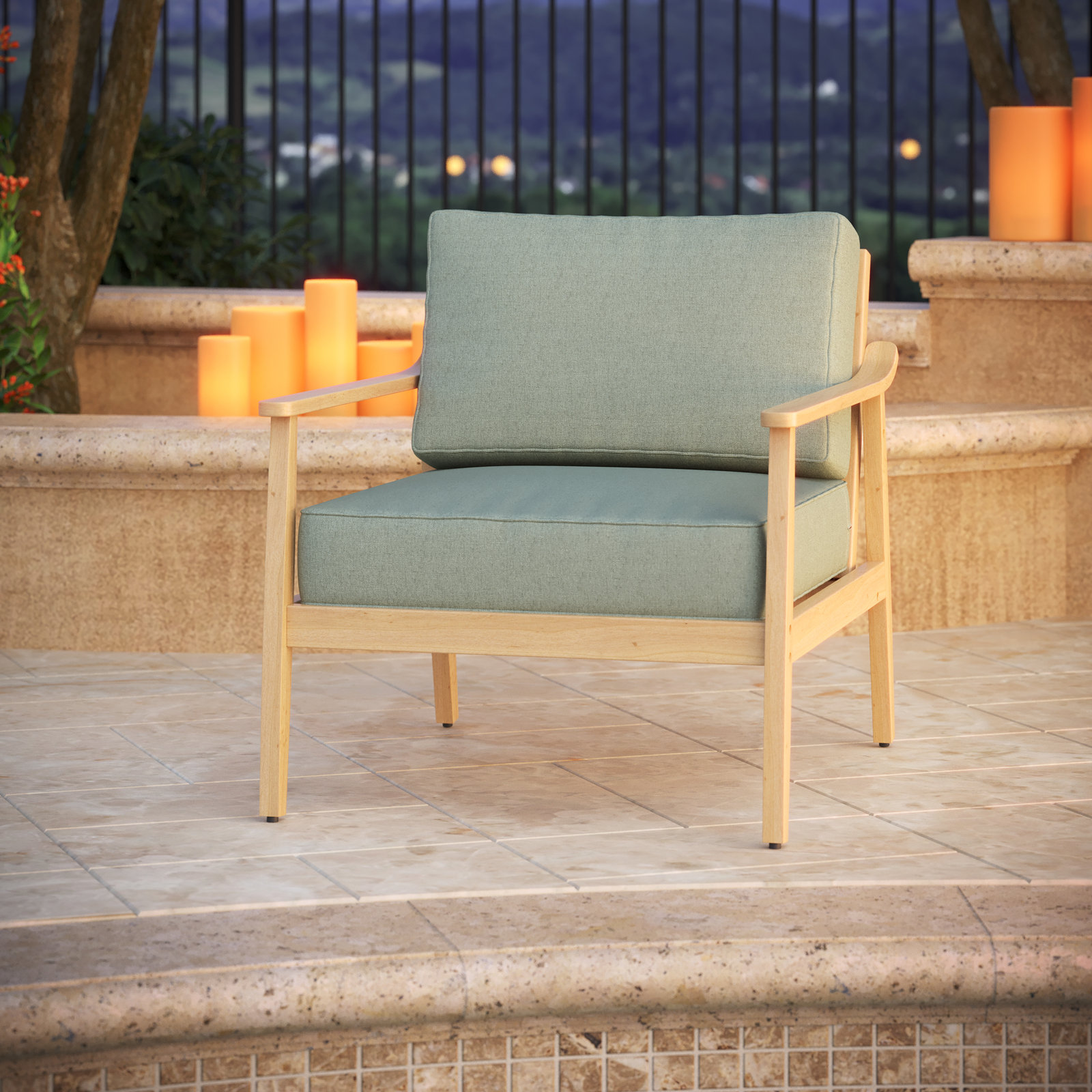 Lani Outdoor Sunbrella Seat/Back Cushion, Canvas Spa Sunbrella® Canvas