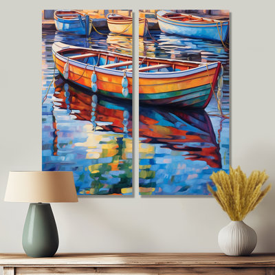 Bateaux dans le port - transport mural 2 panneaux de décor port côtier