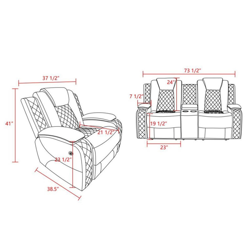 Quatrina Faux Leather Power Recliner