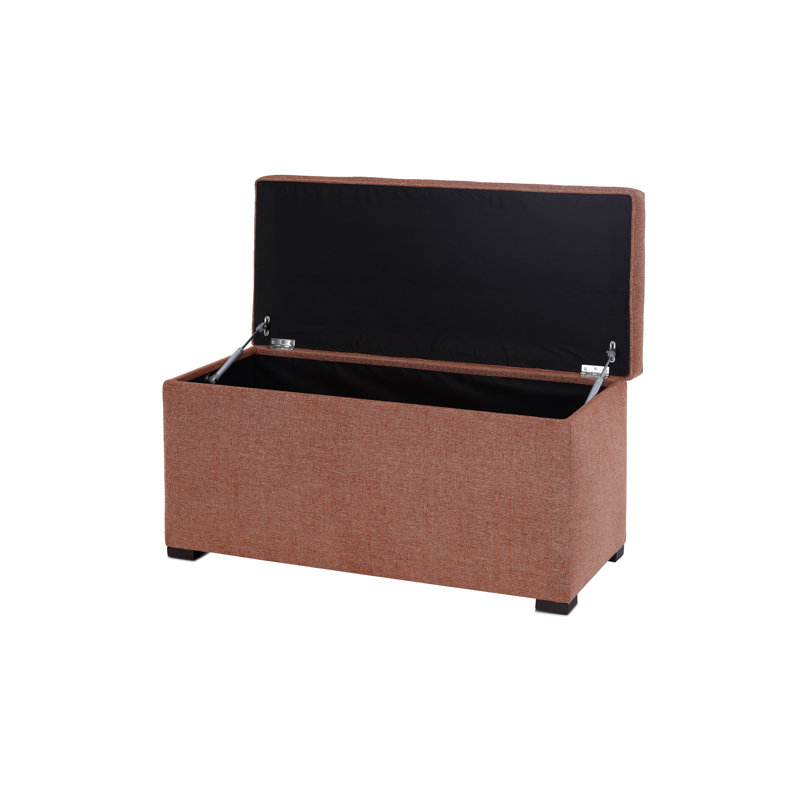 Birney Upholstered Storage Bench, Salmon/Orange