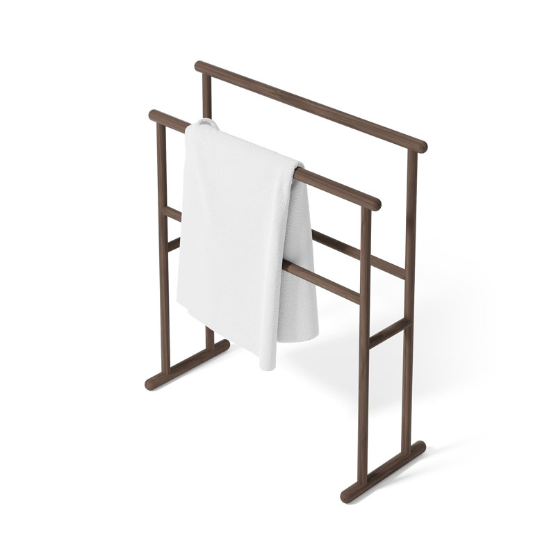 Iklim Wood 4 Freestanding Towel Stand, Walnut