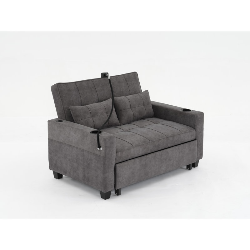 Fauteuil-lit Space en cuir gris foncé