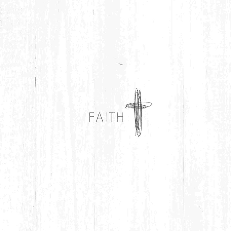 «Faith Cross», art textuel sur toile tendue, H 36 po x l 36 po