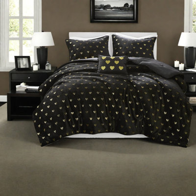 Ensemble de literie hypoallergénique en peluche, édredon simple moderne noir doré, style maison