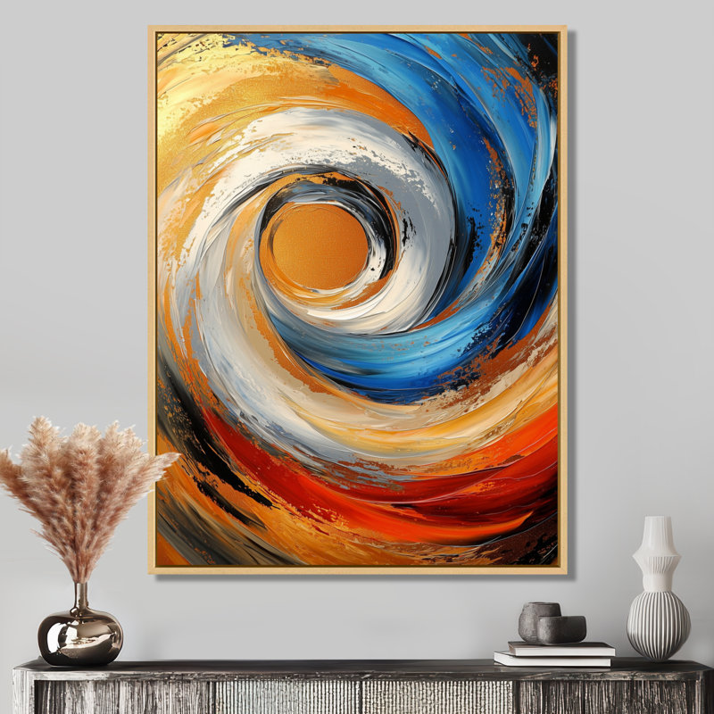 Impression sur toile encadrée Obren Golden Rainbow, H 40 po x l 30 po, Reproduction avec cadre flottant, Crème, crème