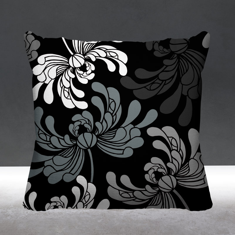 Coussin décoratif intérieur / extérieur Marilyn, 17 po x 17 po, Noir, Carré
