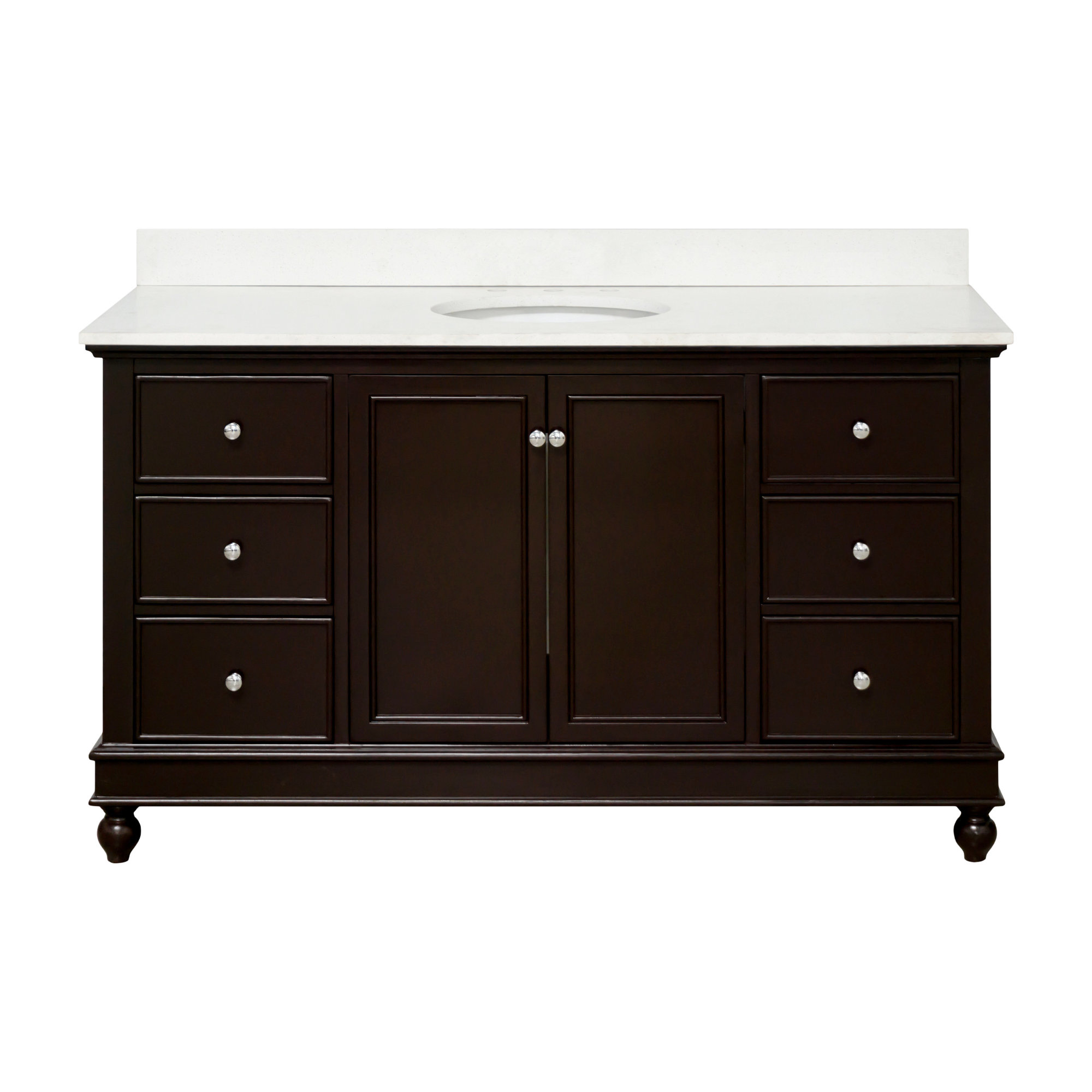 Ferdinand 60'' Single Bathroom Vanity, Quartz, Chocolate