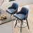 Thick Padded Cushion Wood Legs Modern Bar Stool With 360° Rotation Grey-9844844-9844845