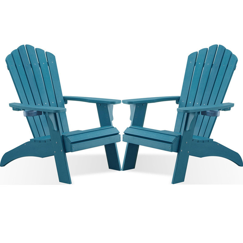 Ensemble de 2 chaises d'extérieur surdimensionnées Adirondack, Bleu, 2