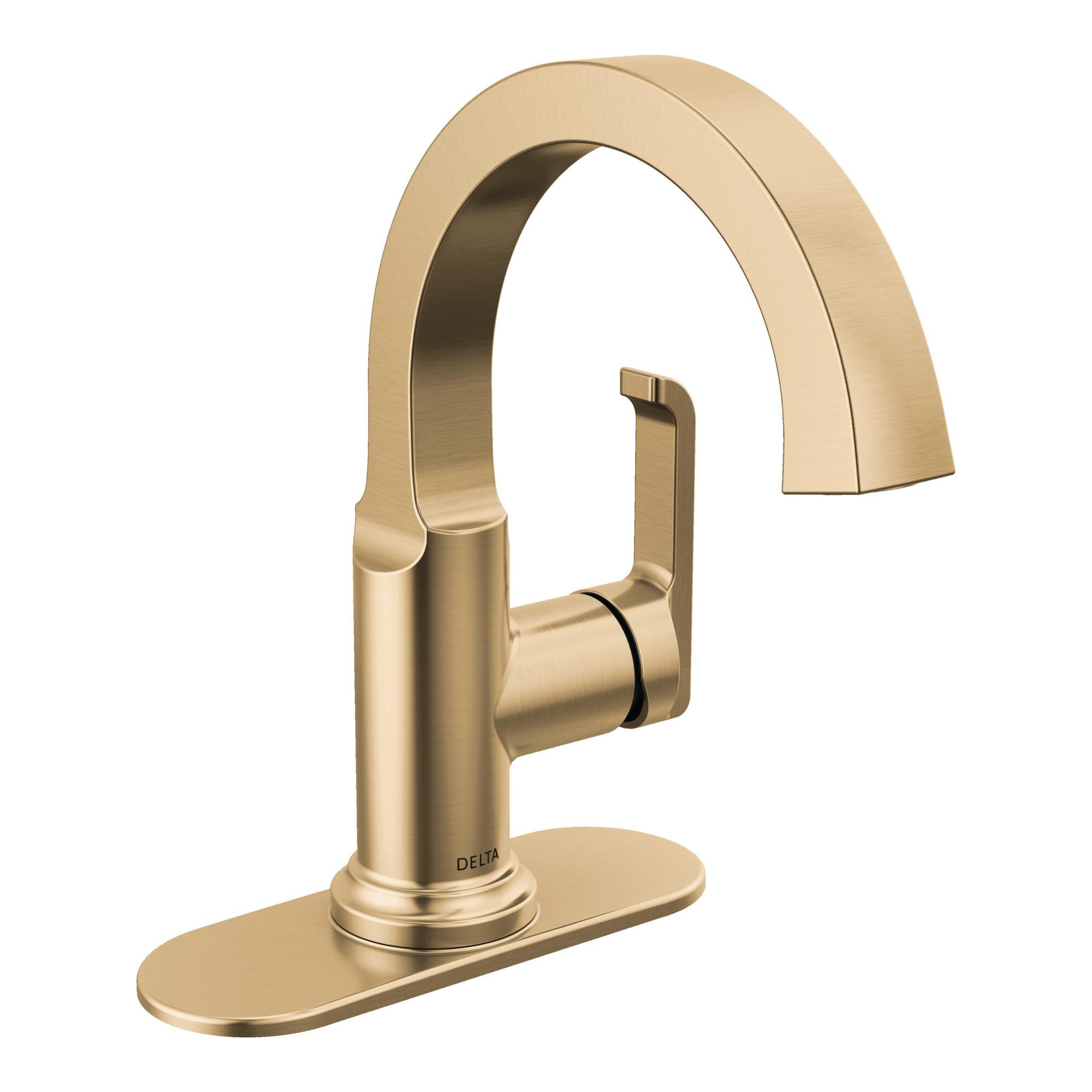 Tetra Single Hole Bathroom Faucet, Single Handle Bathroom Sink Faucet with Drain Assembly, Champagne Bronze