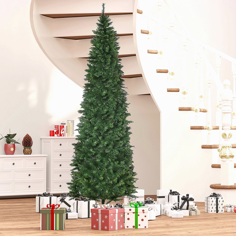 Arbre de Noël 9 pi avec 998 branches, ouverture automatique, base en acier, aiguilles de pin