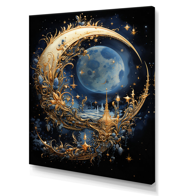 Art de l'Islam, croissant de lune II - Art mural, H 40 po x l 30 po x P 1,5 po, Toile tendue