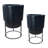 Set of 2 Concrete Effect Round Flower Pots on Metal Stands, Round Indoor Plant Pot Stands for Indoor Plants: D24 H35 cm, with Inner Top D20 cm + D30 H50 cm, with Inner Top D26 cm