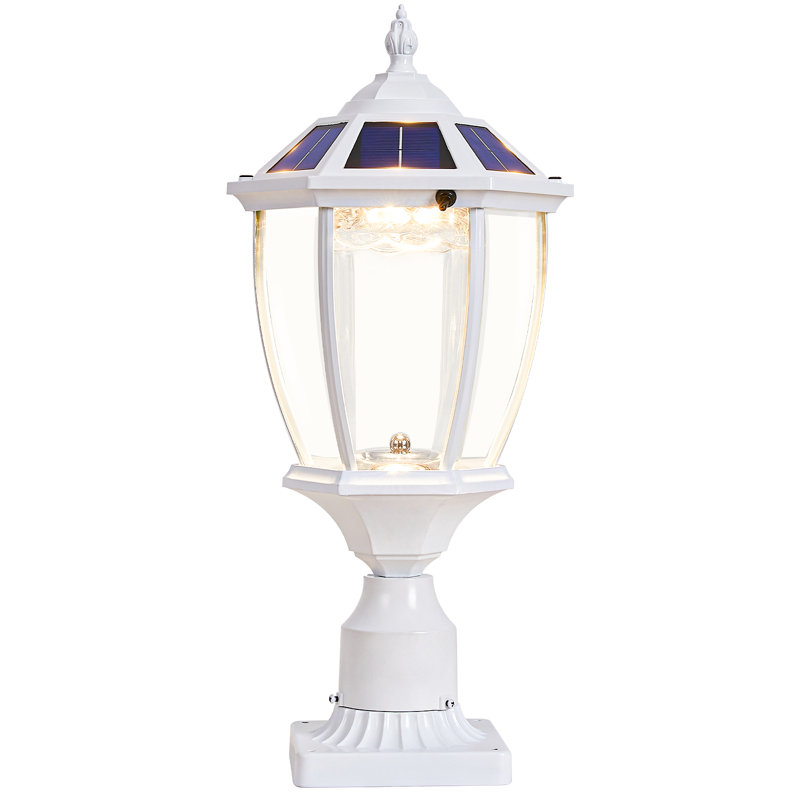 Solar Powered LED Outdoor Pier Mount Light With 3" Fitter, White