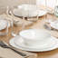 Service de table 12 pièces Gibson Home Vanilla Hills, service pour 4 personnes - comprend assiettes de 10 po, assiettes et bols de 8,5 po - va au micro-ondes, va au lave-vaisselle, résiste aux éclats - blanc, rond
