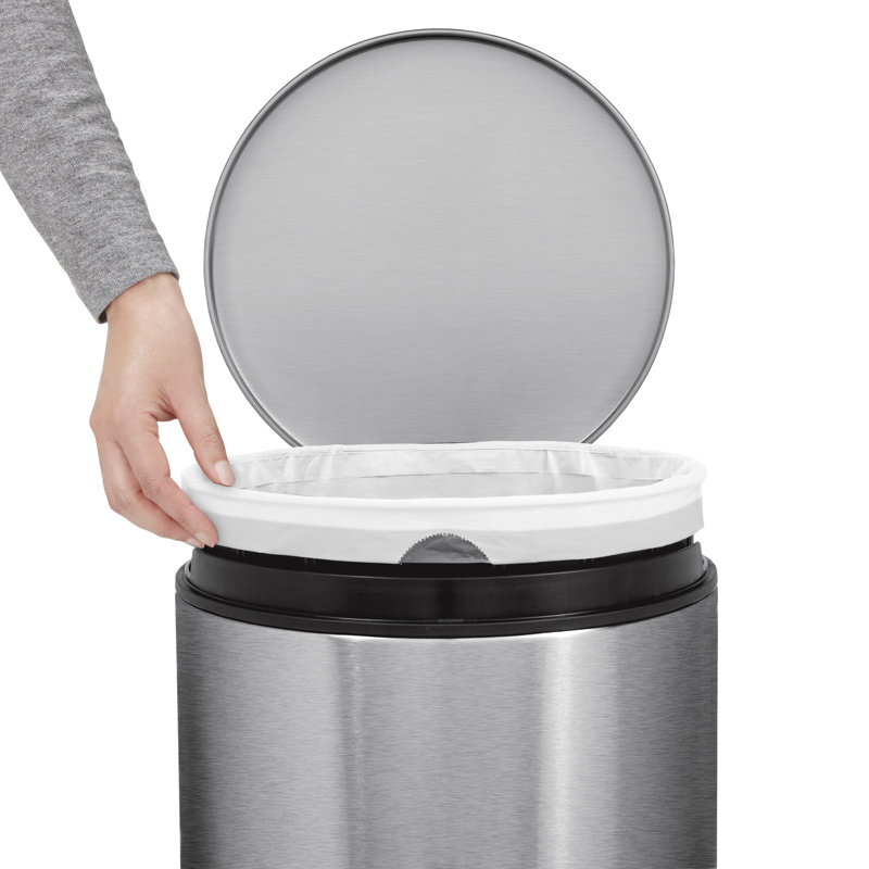Simplehuman 30 Liter / 8 Gallon Round Step Trash Can, Brushed Steel