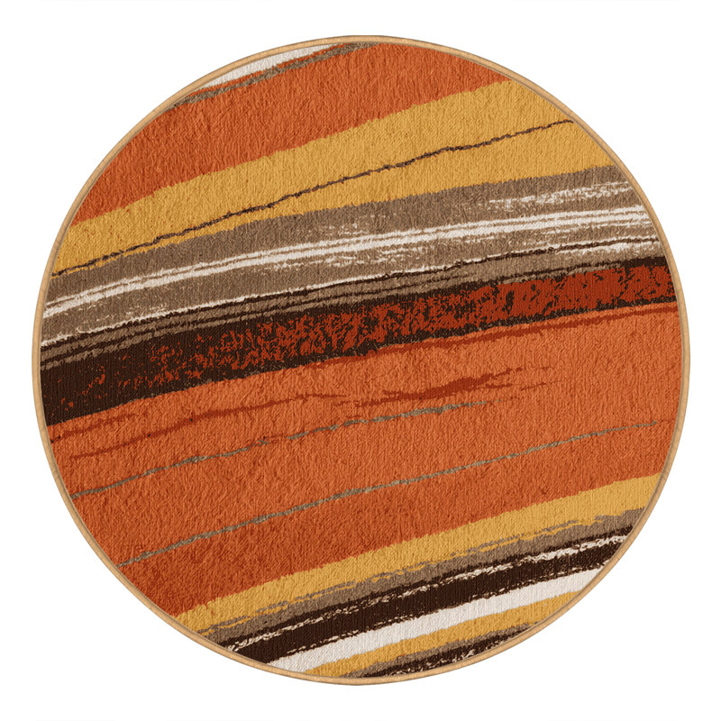 Machine Washable Space Brown Area Rug, Round 3'