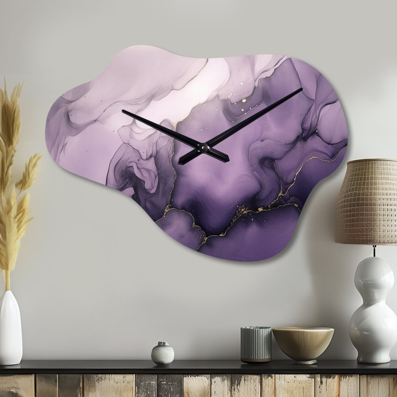 Horloge murale mauve à encre mauve et gris, Petit
