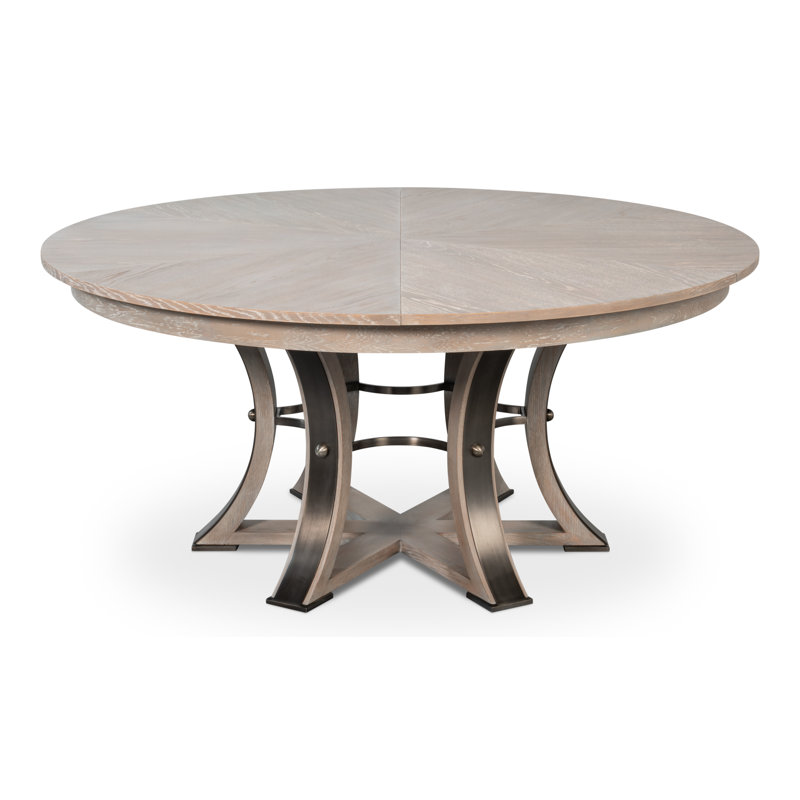 Tower Round Solid Oak Dining Table, Moonskin/Hammered