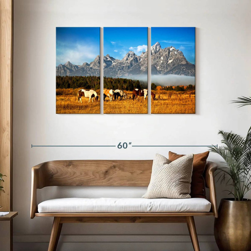 Chevaux Appalaches Brampt broutant, H 28 po x l 45 po