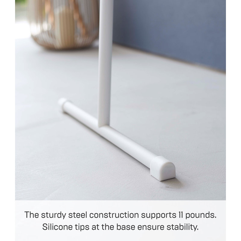 White Steel and Wood Leaning Clothes Hanger