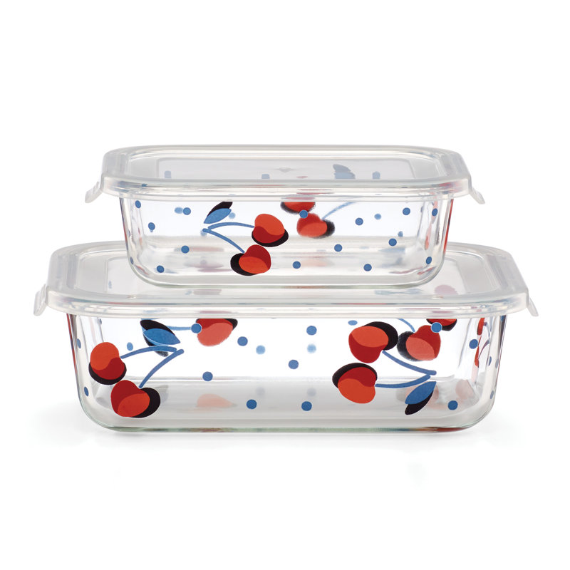 Vintage Glass Food Storage - Set of 2 Containers and 2 Lids