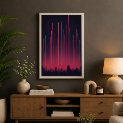 Neon Skyline Modern - Wrapped Canvas