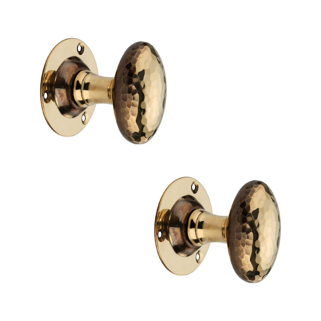 Hammered Oval Mortice Door Knob 2 Pack Aged Brass Spira Brass - Image 4