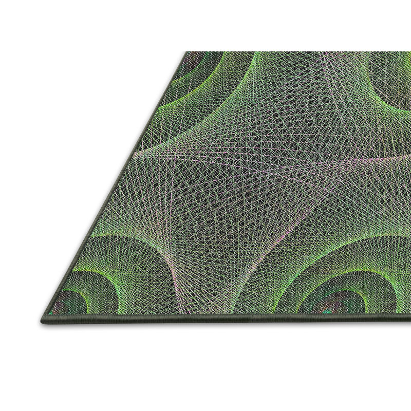 Tapis vert/noir à motifs, Rectangle 2 pi x 3 pi