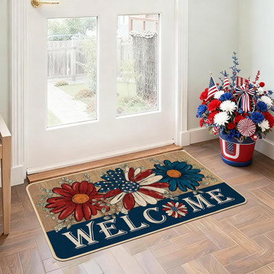 Paillasson Patriotic Daisy Welcome 17X29 pouces
