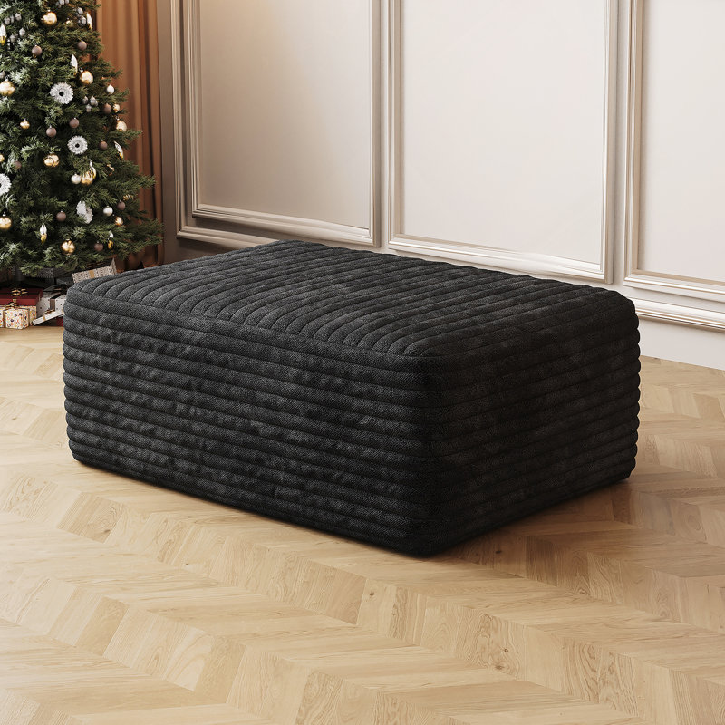 Repose-pieds de canapé, aucun assemblage requis, noir (tissu velours côtelé moelleux)