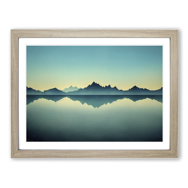 Mountain Lake Reflection Vol.2 - Framed Print, 34cm H x 46cm W x 2cm D, Oak Framed