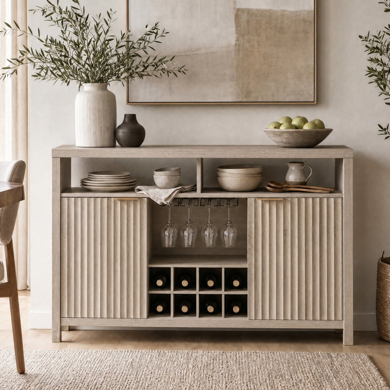Nicolee 51" W Bar Cabinet, Midnight Oak