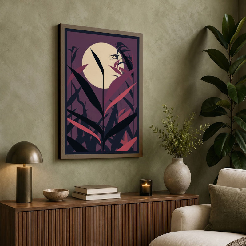 Lunar Silhouette Modern - Wrapped Canvas, 30x20 - 76.2 x 50.8 cm, Sage Border