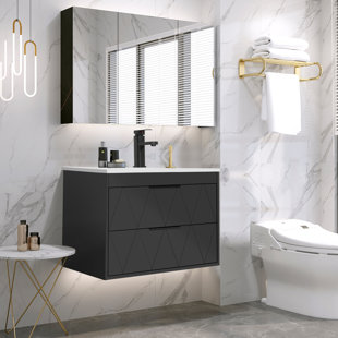 modern maple granite floating bathroom vanity