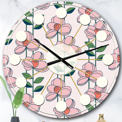 Horloge murale florale botanique rétro du milieu du siècle