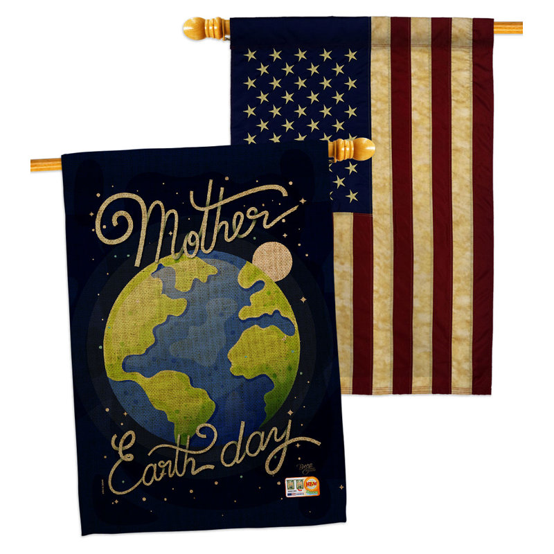 Drapeau de maison 40 po x 28 po Earth Day