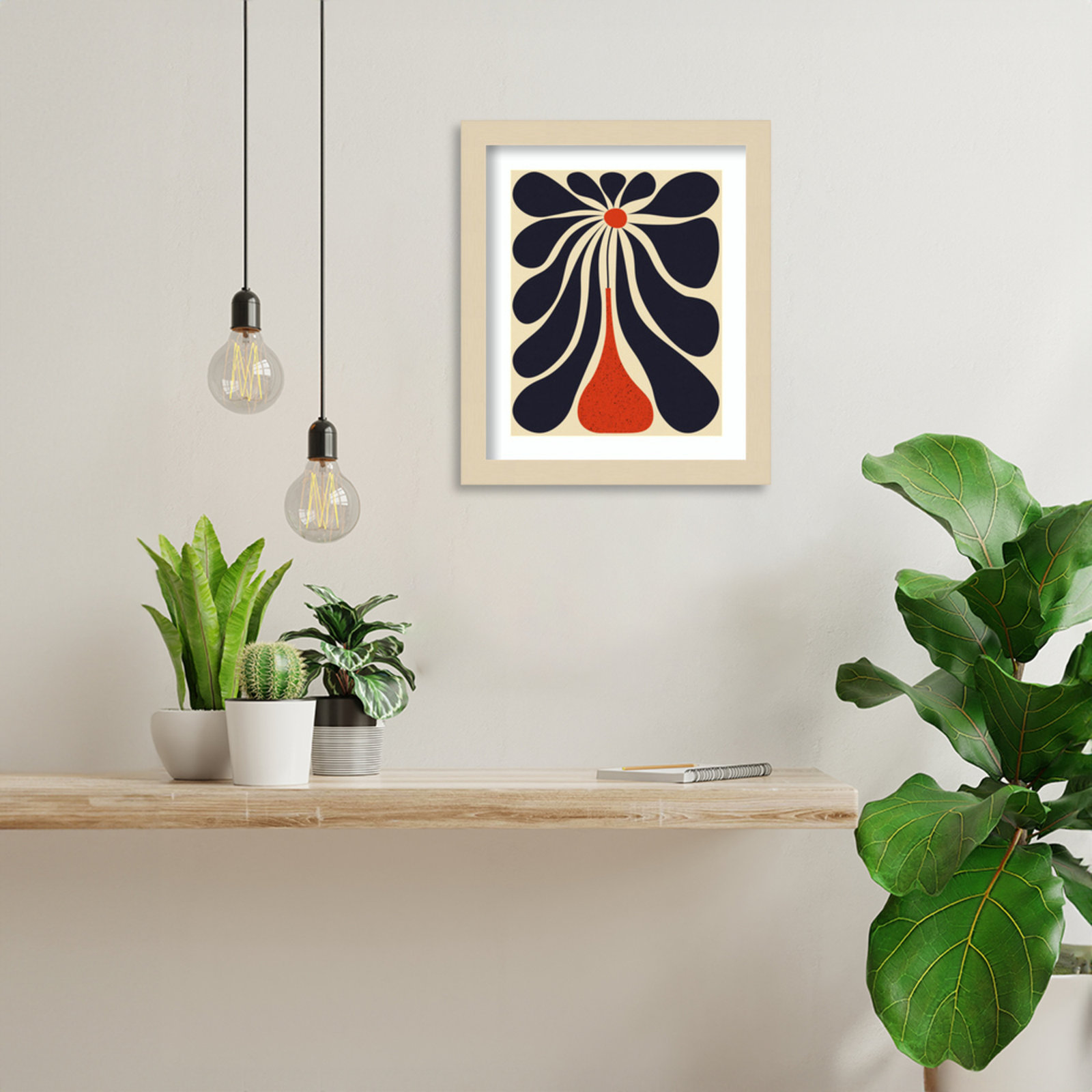 Lazy Flower Print by Alisa Galitsyna, Brown Framed, 13" H x 11" W