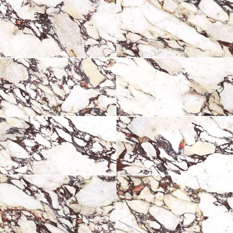 Carreau de porcelaine d'aspect marbre 12 po x 24 po Cala Rosso