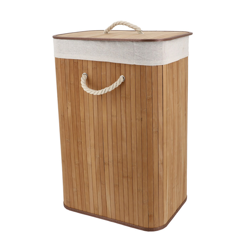 Bamboo Laundry Hamper with Handles, Natural