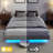 Floating Bed Frame with LED Lights, Metal Bed Frame, No Springs, Easy to Assemble-1125132814