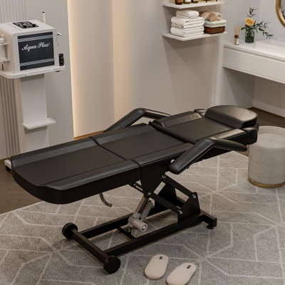 Fauteuil de tatouage électrique, table d'esthétique, fauteuil pour rallonges de cils, table de massage pour soins du visage, microblading, épilation à la cire, noir