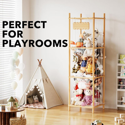Organisateur de rangement pour animaux en peluche, support de rangement pour animaux en peluche, jouets en bois pour animaux