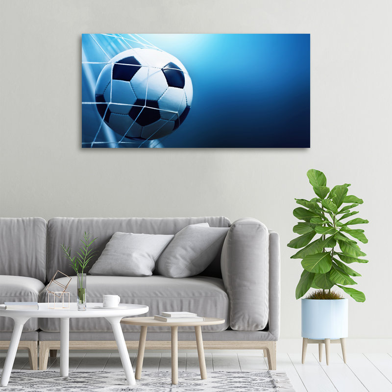 Ball In The Goal - No Frame Print on Canvas, No Frame, 50cm H x 100cm W