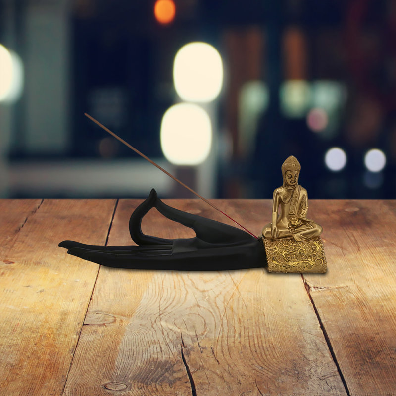 Brûleur d'encens 9,5 "noir Bouddha
