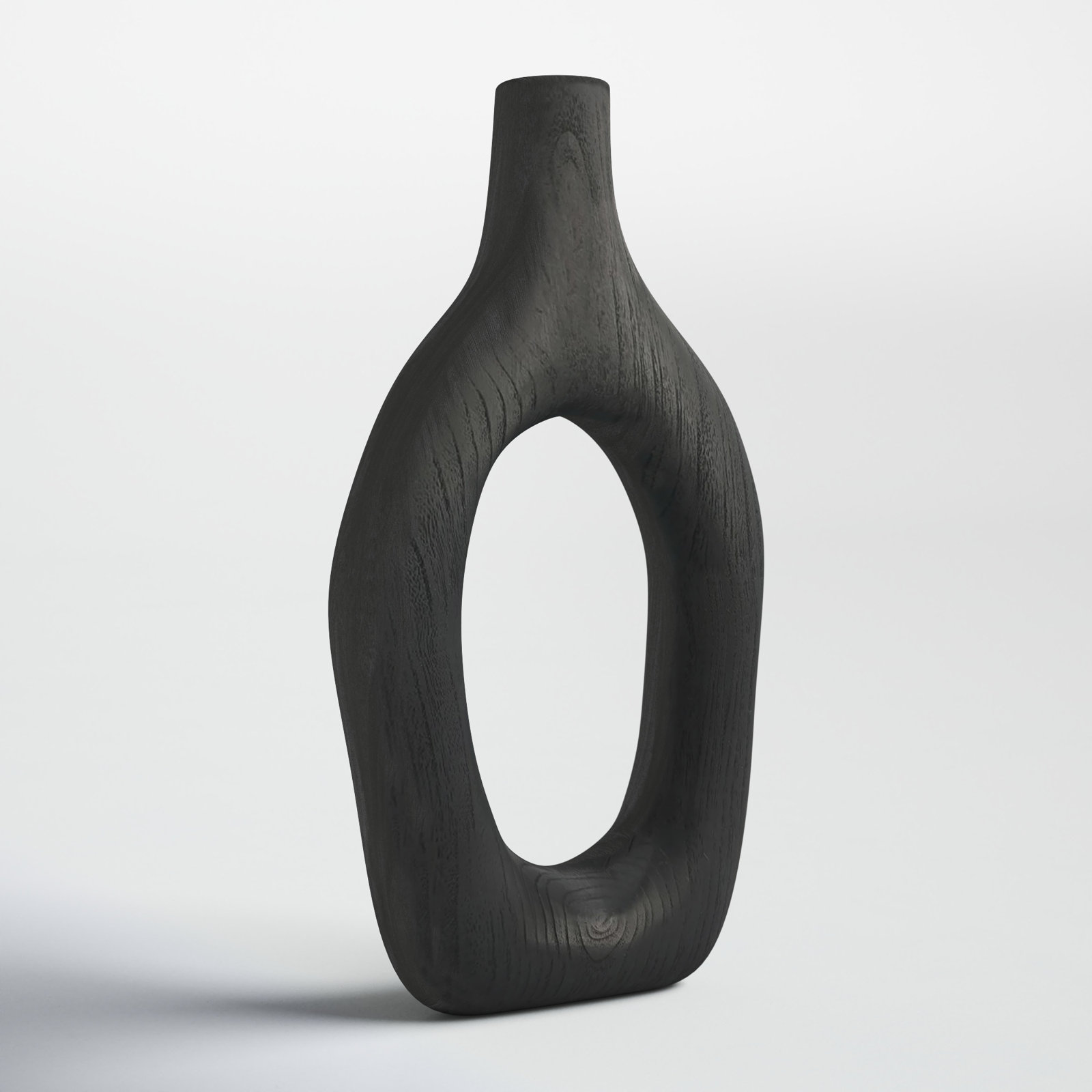 Rustic Wood Decorative Vase, Black